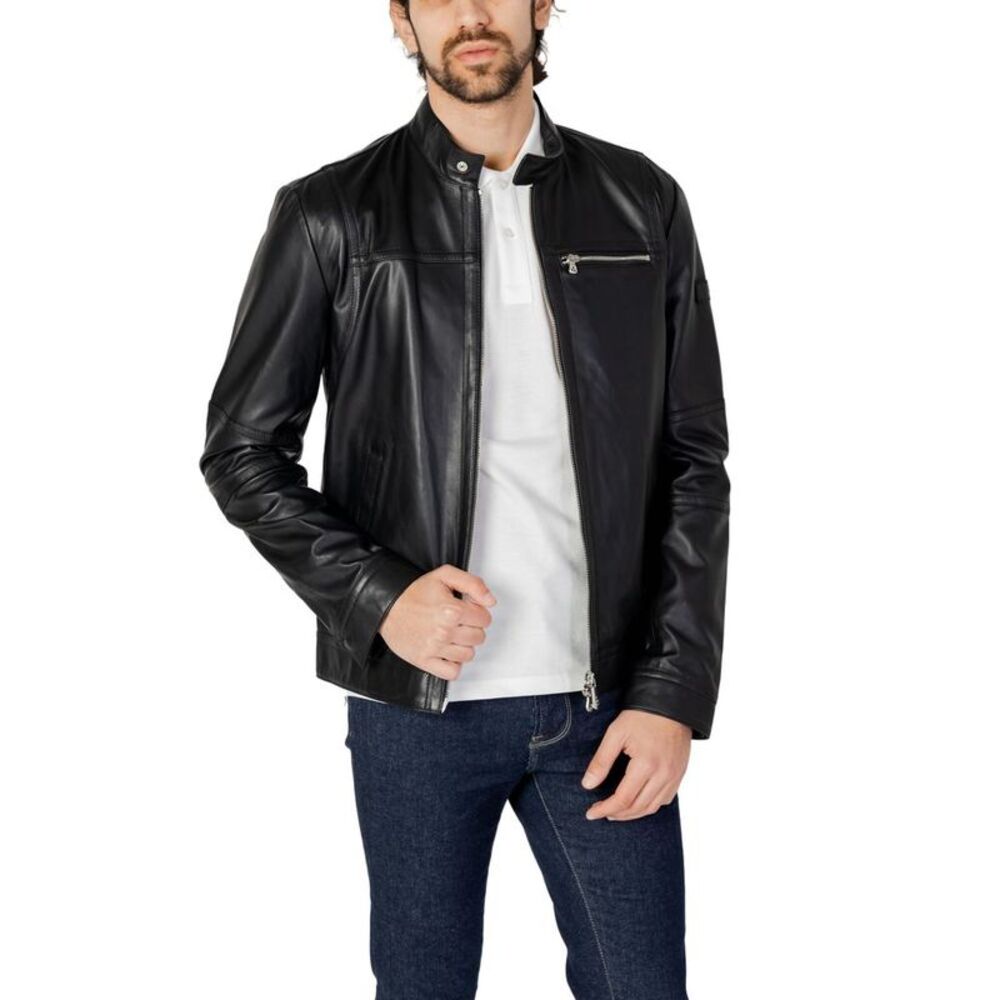 Peuterey Black Lamb Leather Leather Men's Jacket